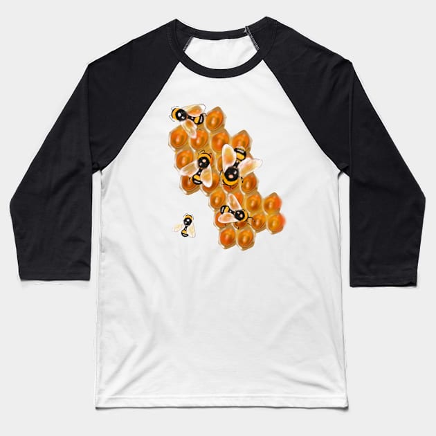 Bee themed gifts for women, men and kids. Honeycomb Bumblebees making honey save the bees Baseball T-Shirt by Artonmytee